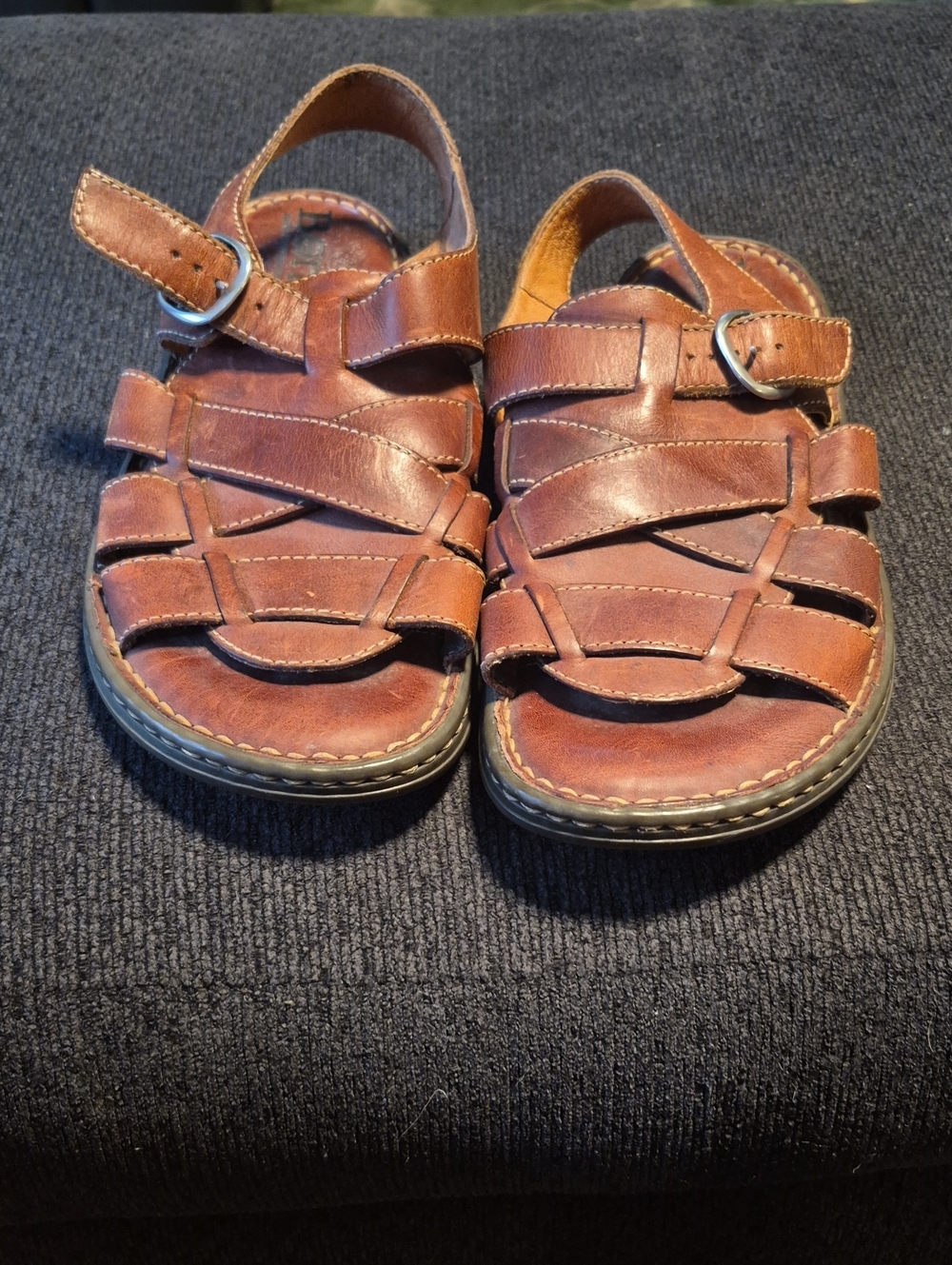 Born Brown Leather Fisherman Sandals with Buckle